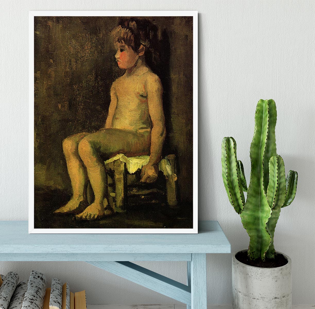 Nude Study of a Little Girl Seated by Van Gogh Framed Print - Canvas Art Rocks -6