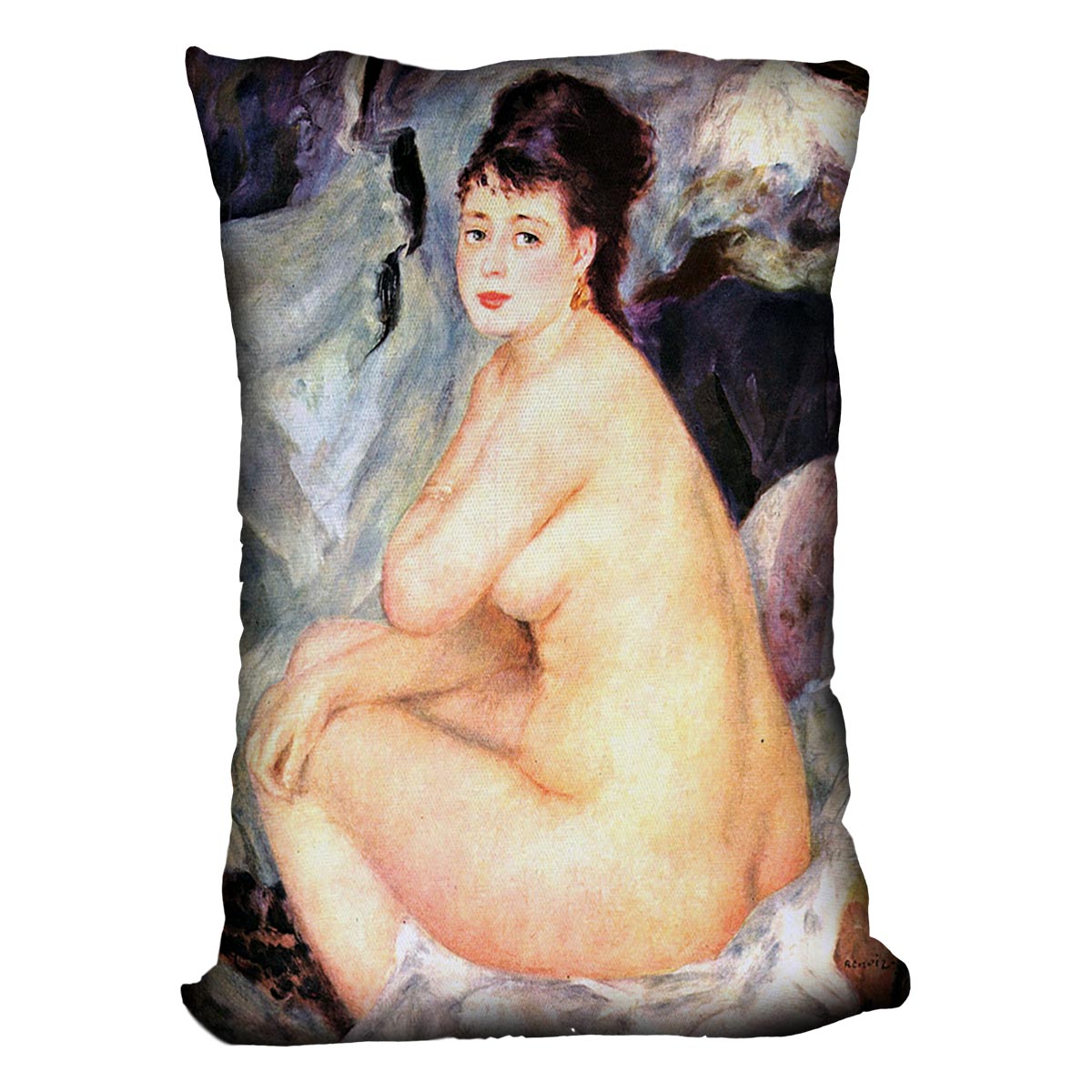 Nude female Anna by Renoir Cushion