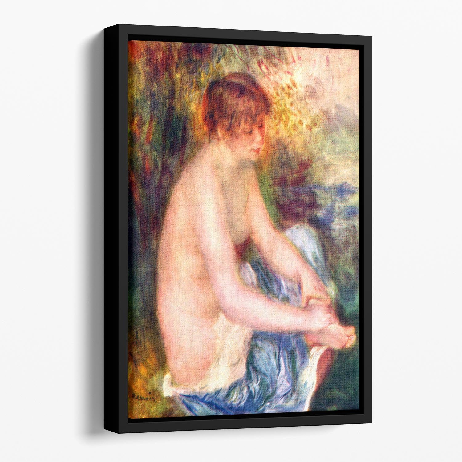 Nude in blue by Renoir Floating Framed Canvas