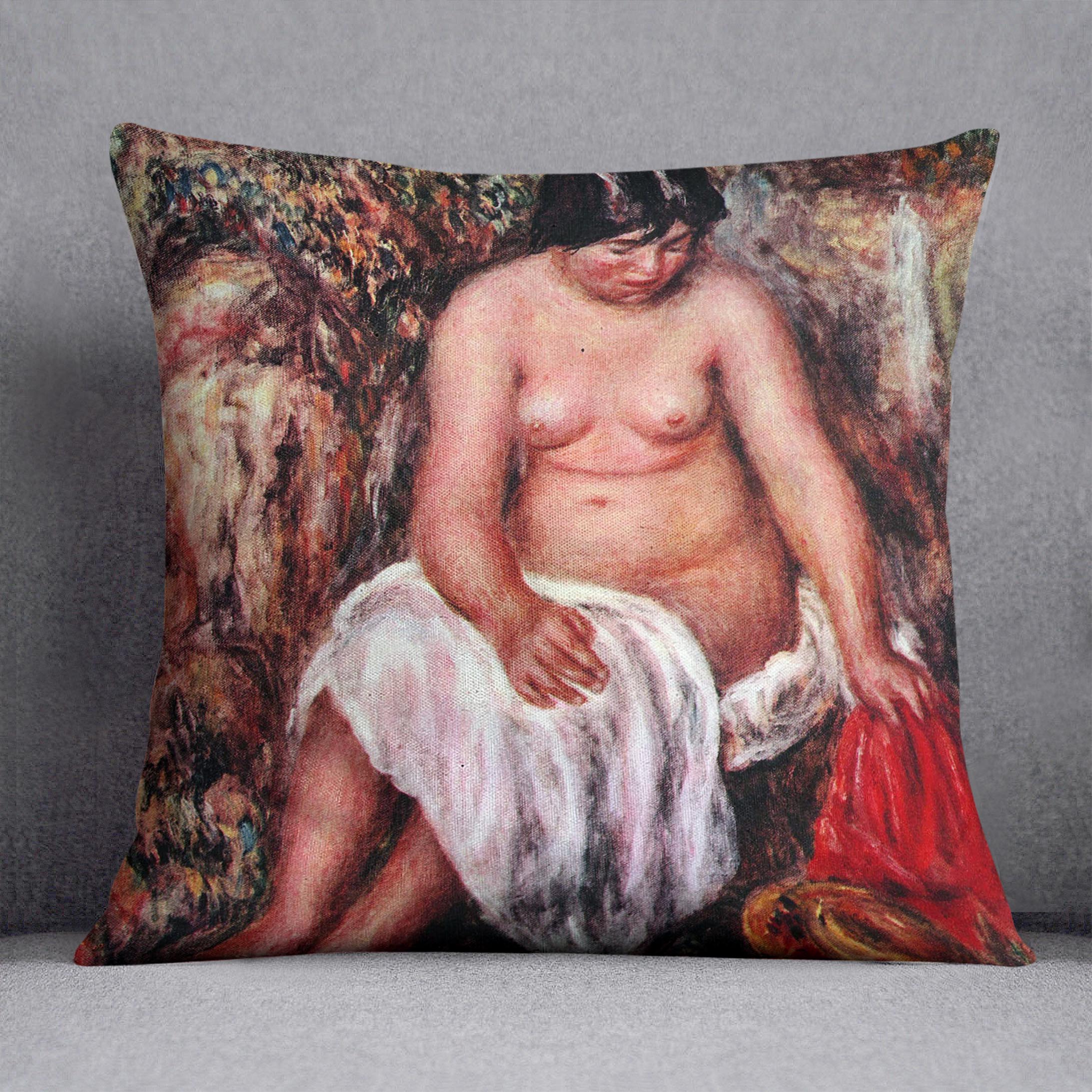 Nude with Straw by Renoir by Renoir Cushion
