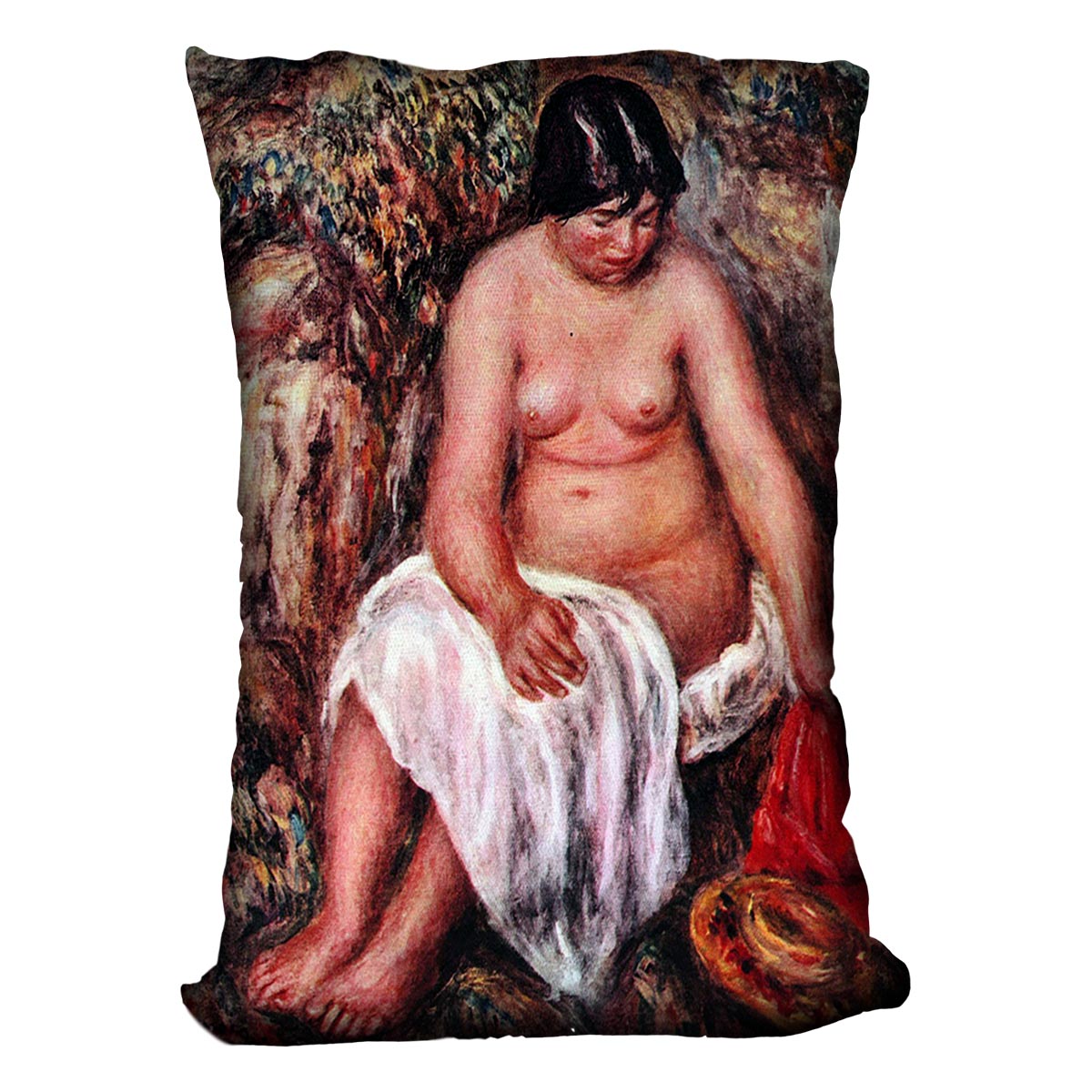 Nude with Straw by Renoir by Renoir Cushion
