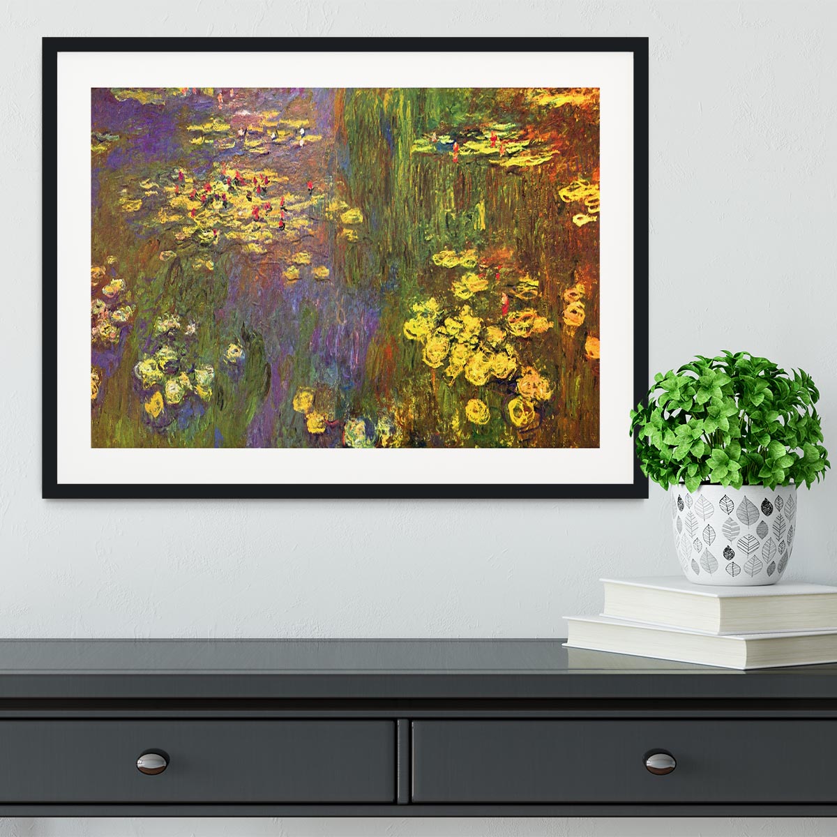 Nympheas water plantes by Monet Framed Print - Canvas Art Rocks - 1