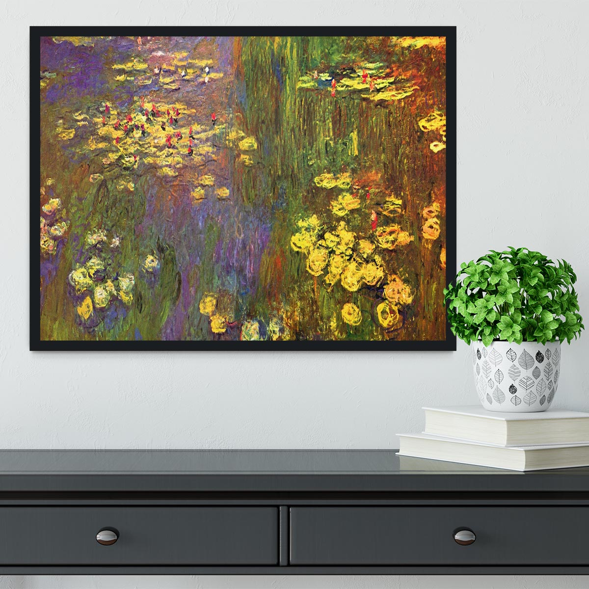 Nympheas water plantes by Monet Framed Print - Canvas Art Rocks - 2