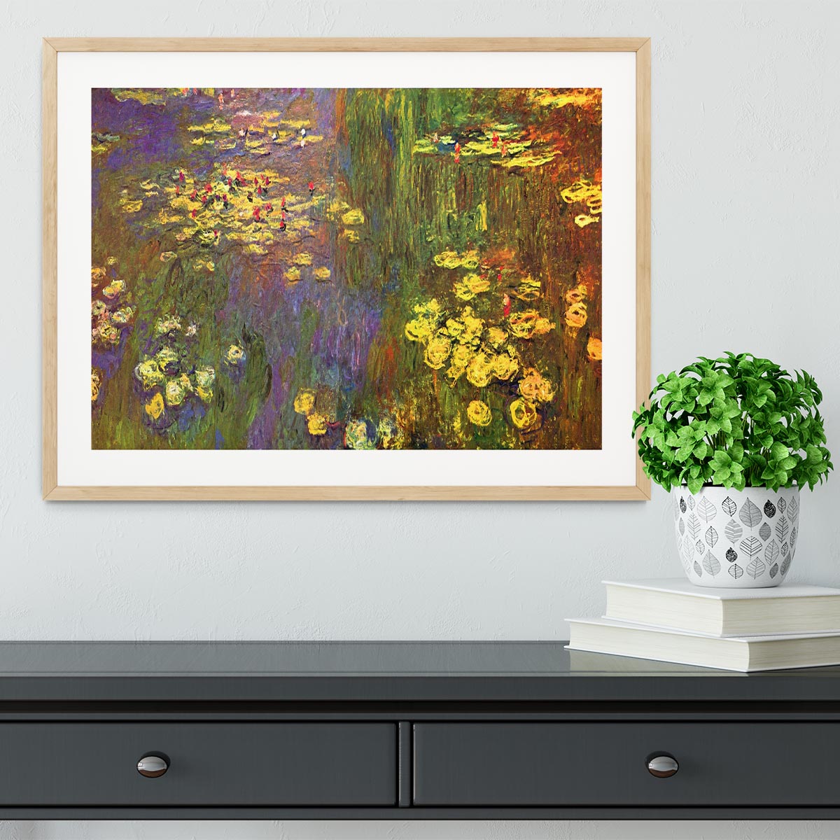 Nympheas water plantes by Monet Framed Print - Canvas Art Rocks - 3