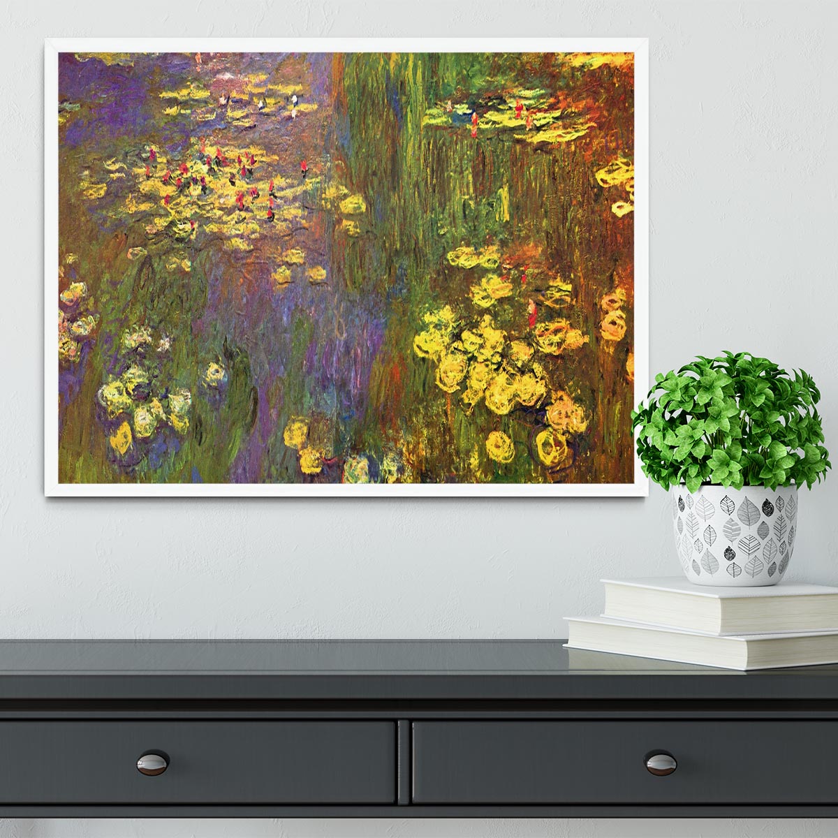 Nympheas water plantes by Monet Framed Print - Canvas Art Rocks -6