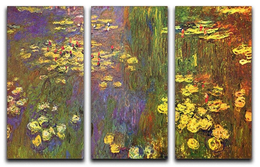 Nympheas water plantes by Monet Split Panel Canvas Print - Canvas Art Rocks - 4