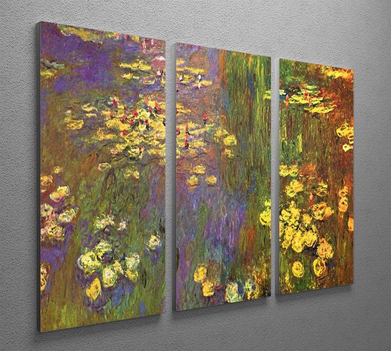 Nympheas water plantes by Monet Split Panel Canvas Print - Canvas Art Rocks - 4