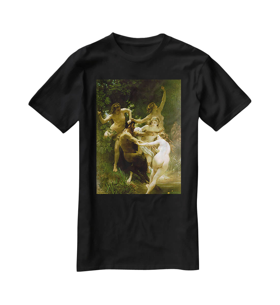 Nymphs and Satyr By Bouguereau T-Shirt - Canvas Art Rocks - 1
