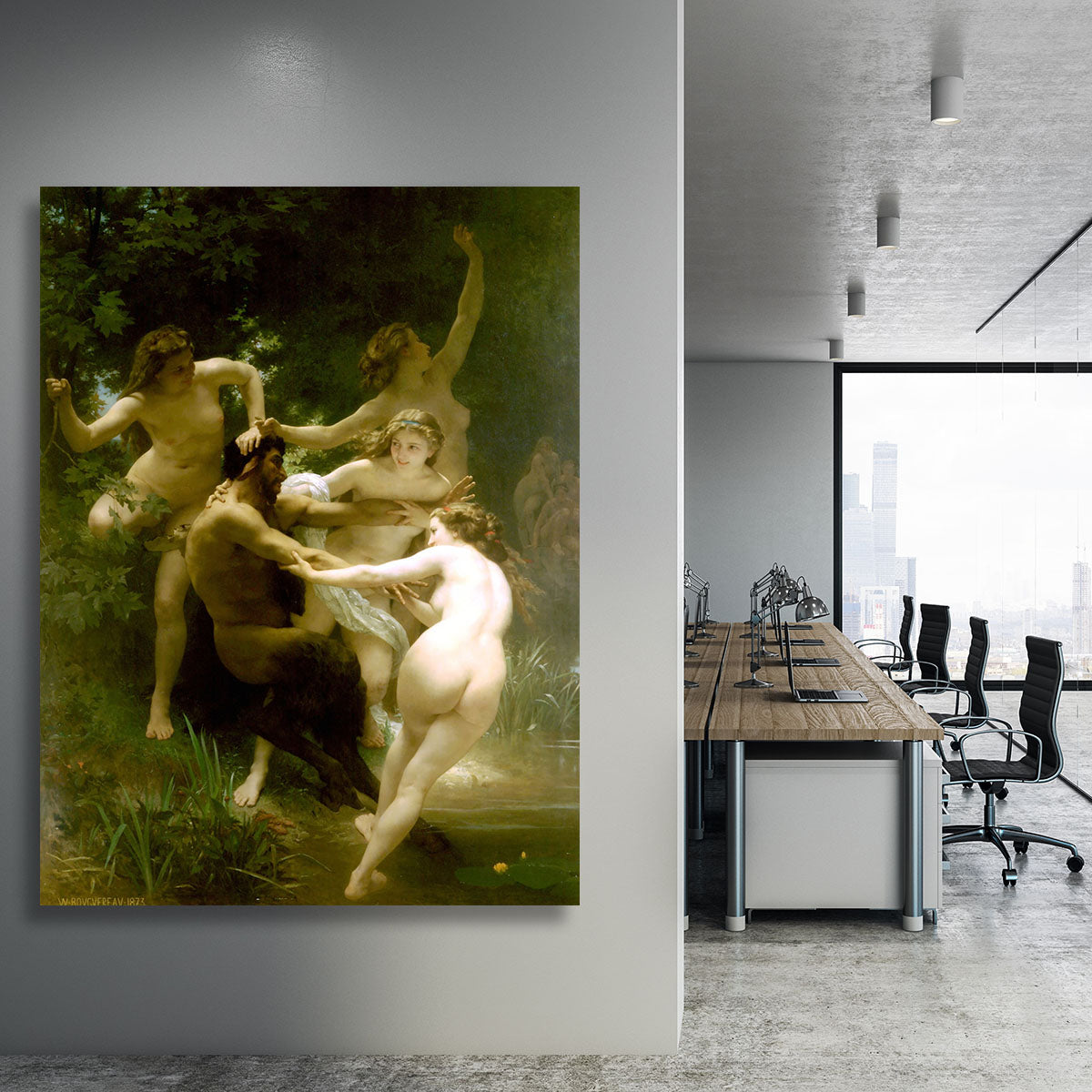 Nymphs and Satyr By Bouguereau Canvas Print or Poster - Canvas Art Rocks - 3