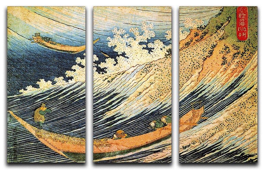 Ocean landscape 2 by Hokusai 3 Split Panel Canvas Print - Canvas Art Rocks - 1
