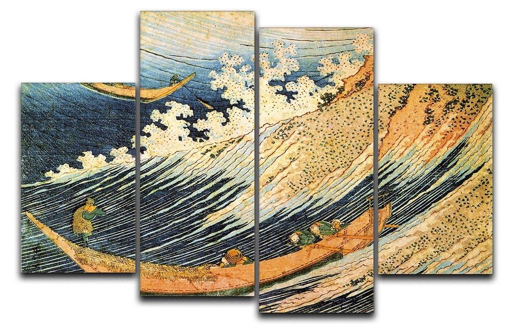 Ocean landscape 2 by Hokusai 4 Split Panel Canvas  - Canvas Art Rocks - 1