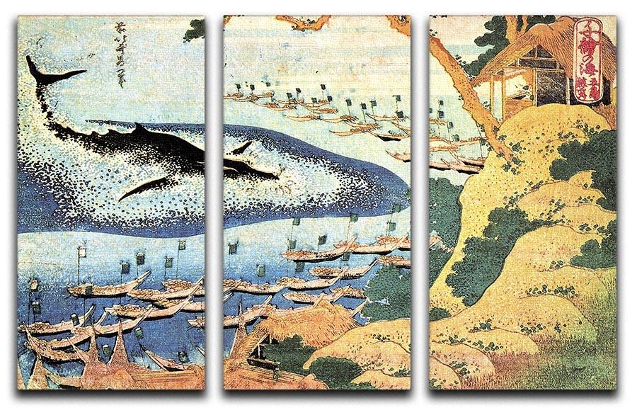 Ocean landscape and whale by Hokusai 3 Split Panel Canvas Print - Canvas Art Rocks - 1
