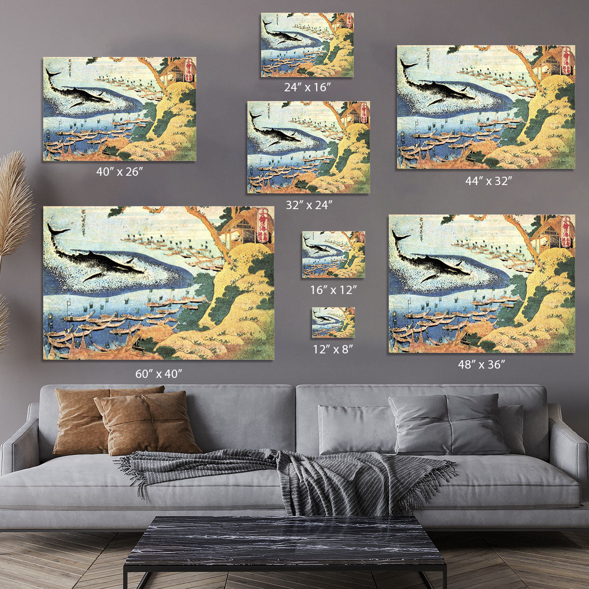 Ocean landscape and whale by Hokusai Canvas Print or Poster - Canvas Art Rocks - 7