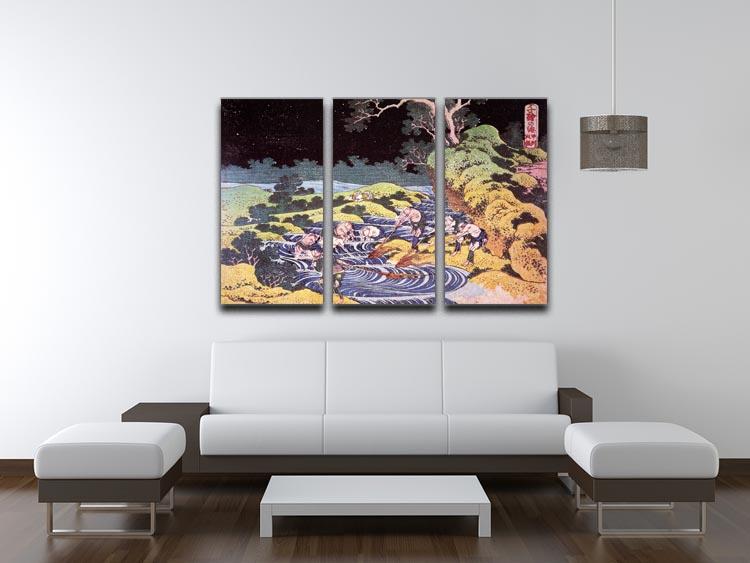 Ocean landscape by Hokusai 3 Split Panel Canvas Print - Canvas Art Rocks - 3