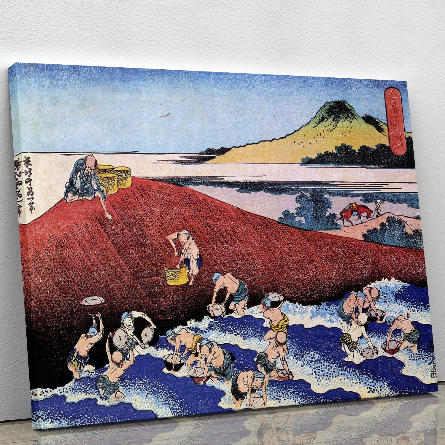 Ocean landscape with fishermen by Hokusai Canvas Print or Poster - Canvas Art Rocks - 1
