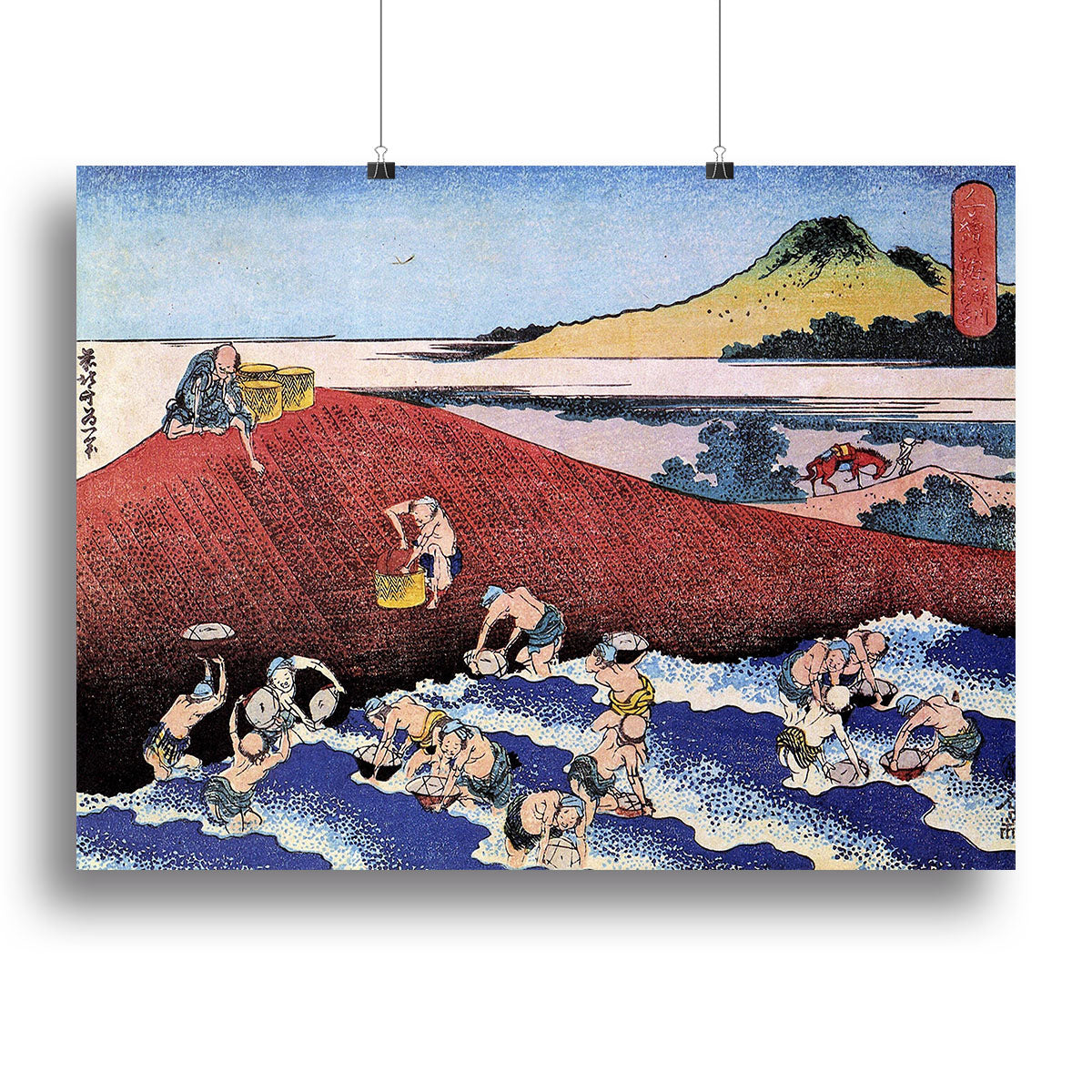 Ocean landscape with fishermen by Hokusai Canvas Print or Poster - Canvas Art Rocks - 2