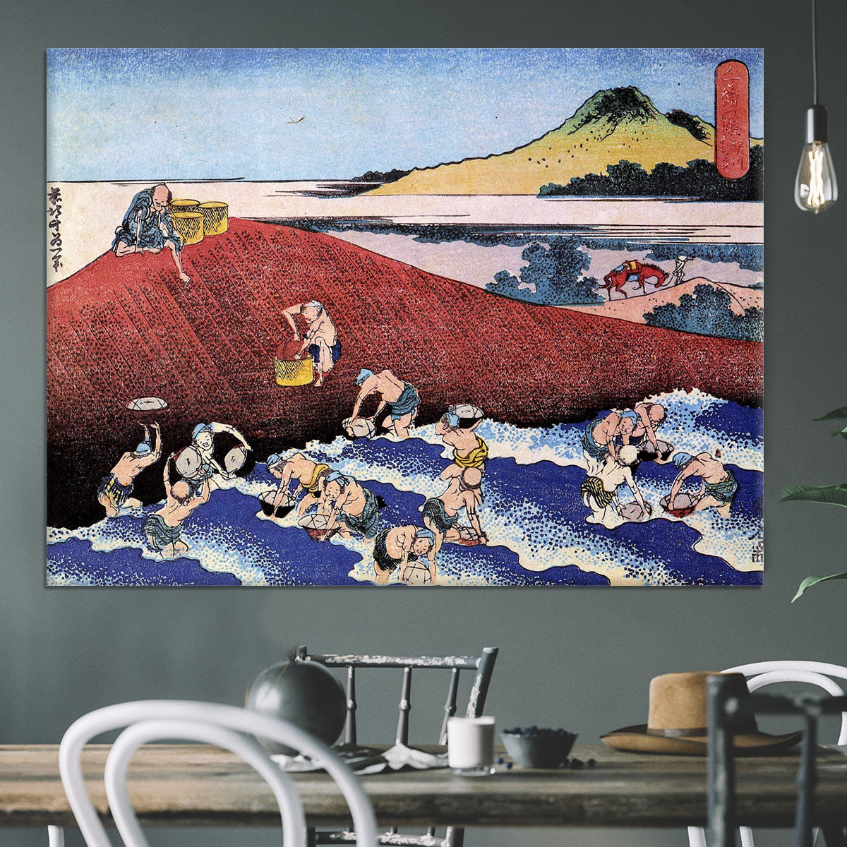 Ocean landscape with fishermen by Hokusai Canvas Print or Poster - Canvas Art Rocks - 3