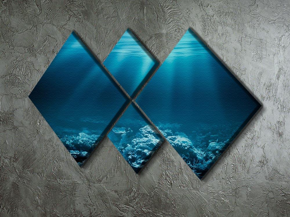 Ocean underwater with coral reef 4 Square Multi Panel Canvas  - Canvas Art Rocks - 2
