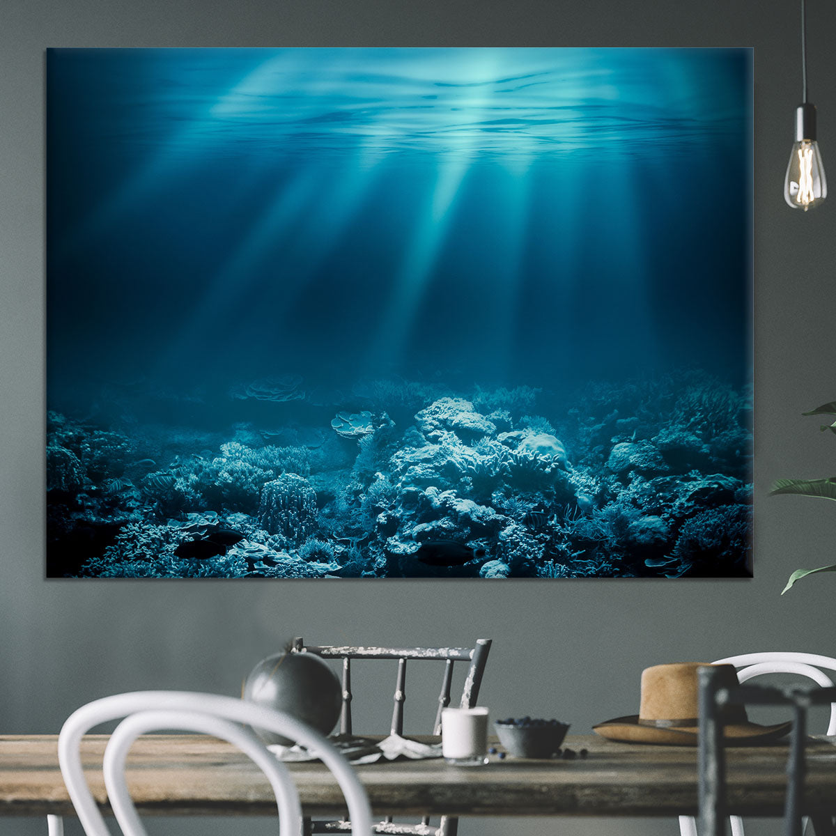 Ocean underwater with coral reef Canvas Print or Poster - Canvas Art Rocks - 3
