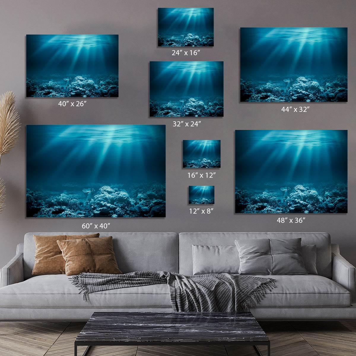 Ocean underwater with coral reef Canvas Print or Poster - Canvas Art Rocks - 7