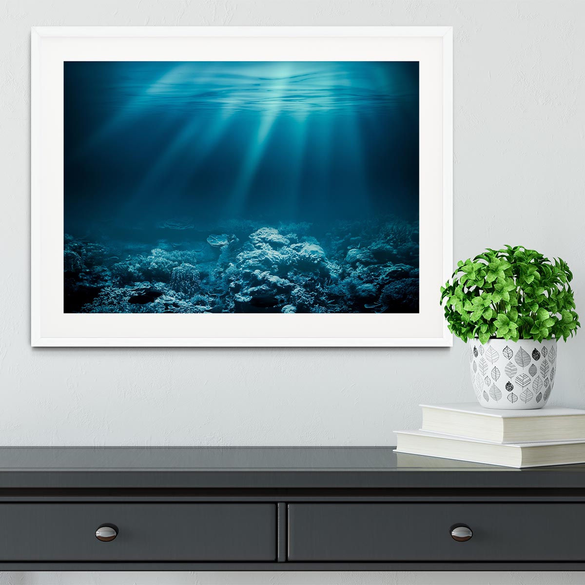 Ocean underwater with coral reef Framed Print - Canvas Art Rocks - 5