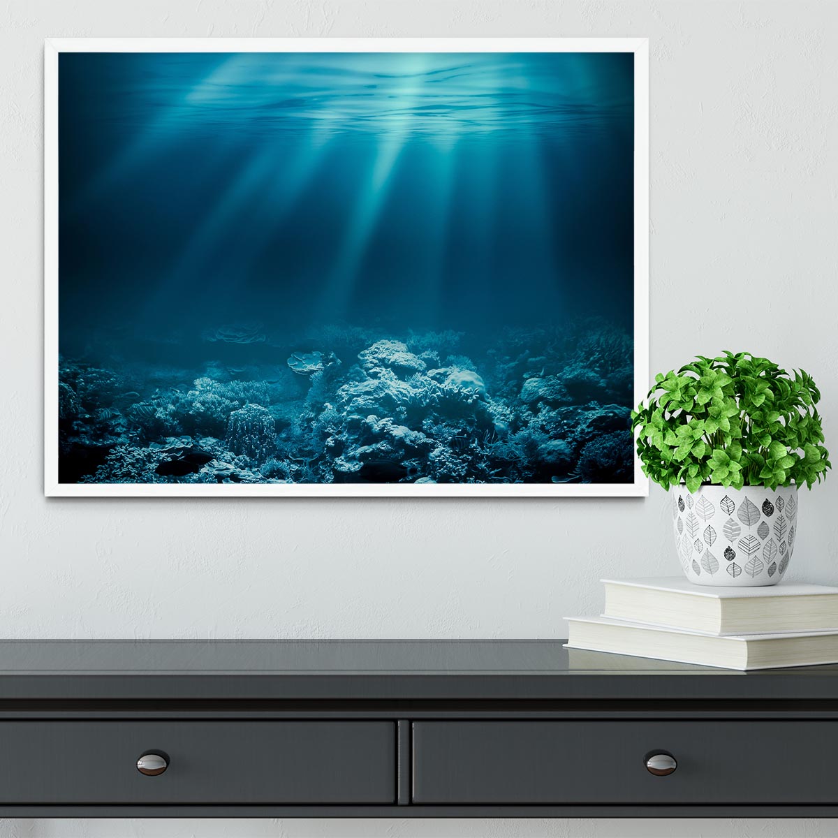 Ocean underwater with coral reef Framed Print - Canvas Art Rocks -6