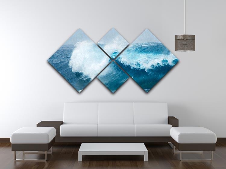 Ocean waves breaking natural 4 Square Multi Panel Canvas  - Canvas Art Rocks - 3