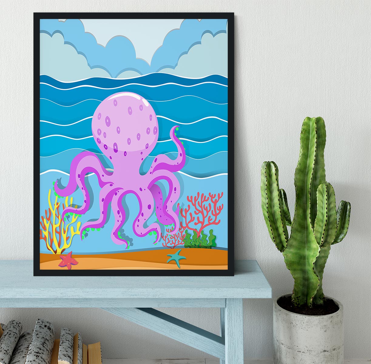 Octopus in the ocean Framed Print - Canvas Art Rocks - 2