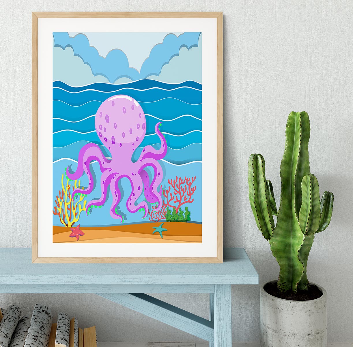 Octopus in the ocean Framed Print - Canvas Art Rocks - 3