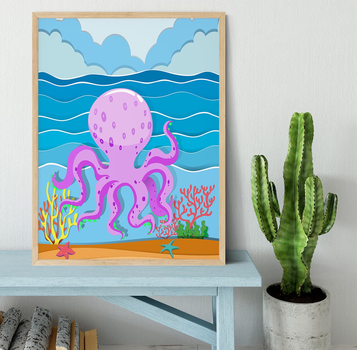 Octopus in the ocean Framed Print - Canvas Art Rocks - 4