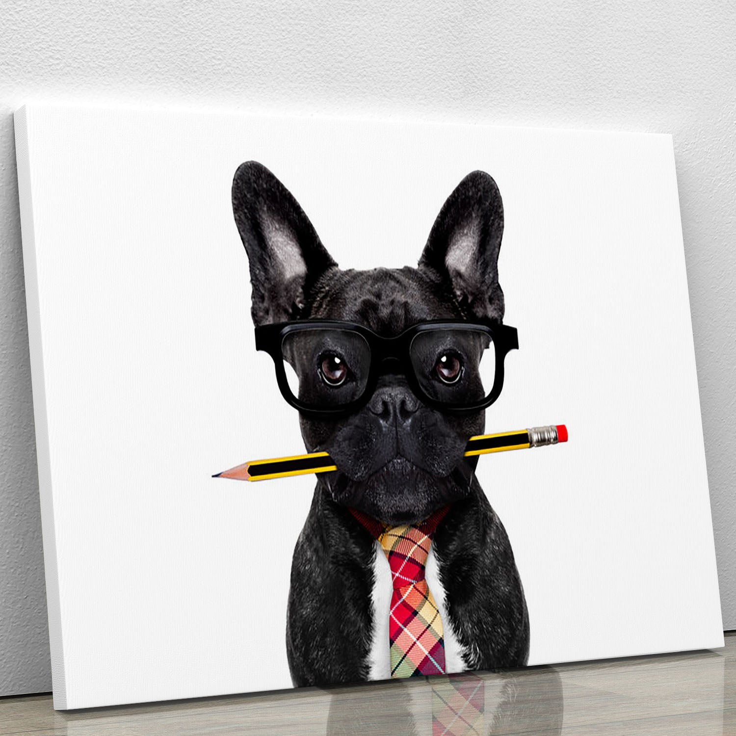 Office businessman french bulldog dog with pen Canvas Print or Poster - Canvas Art Rocks - 1