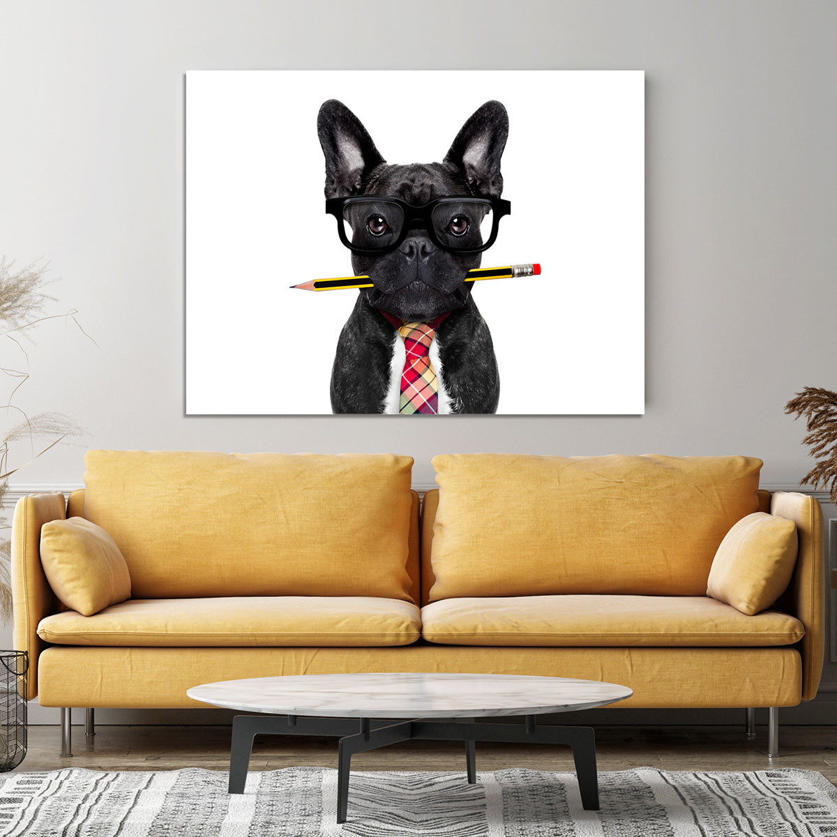Office businessman french bulldog dog with pen Canvas Print or Poster - Canvas Art Rocks - 4