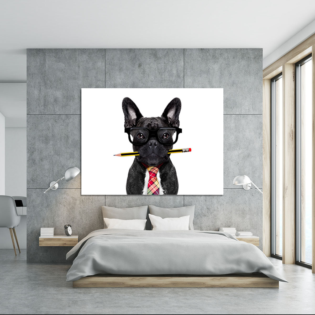 Office businessman french bulldog dog with pen Canvas Print or Poster - Canvas Art Rocks - 5