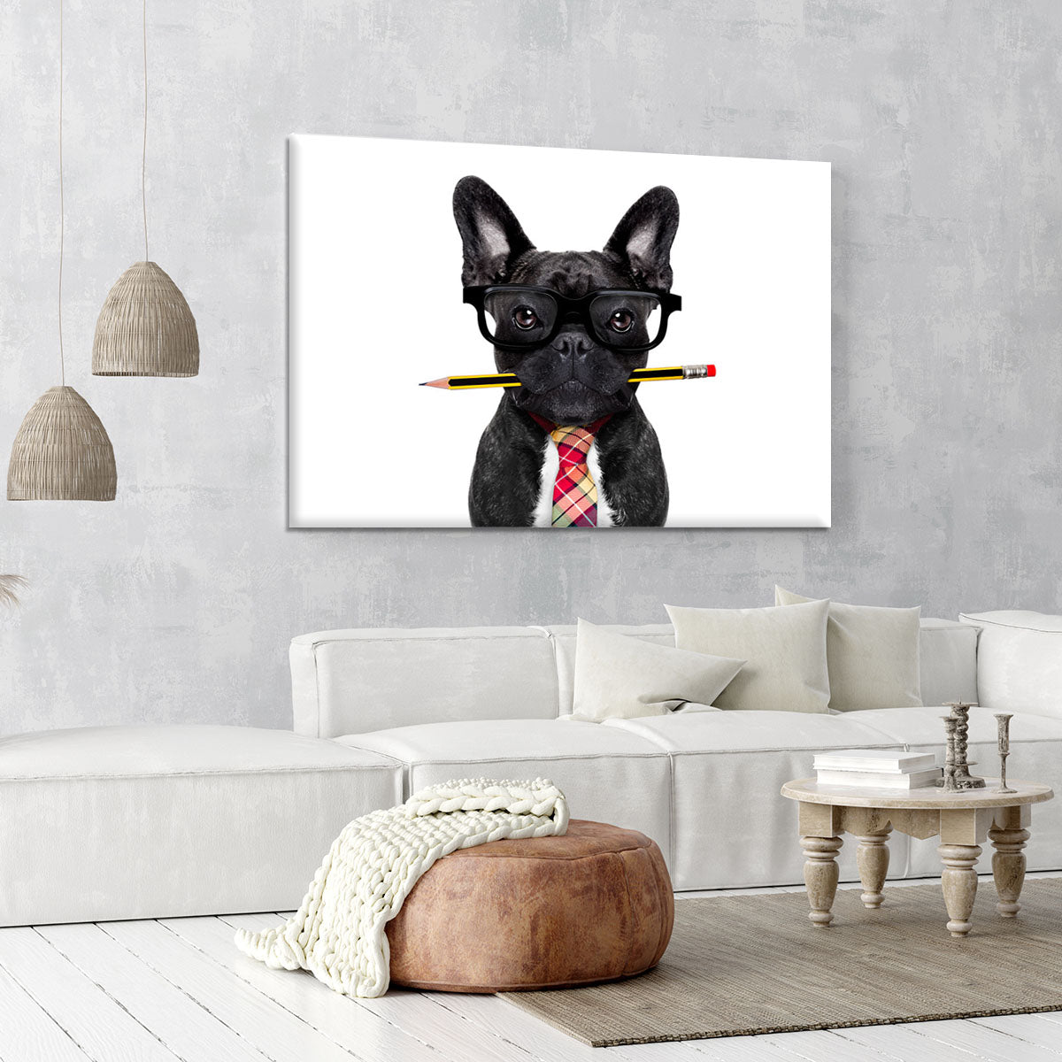 Office businessman french bulldog dog with pen Canvas Print or Poster - Canvas Art Rocks - 6