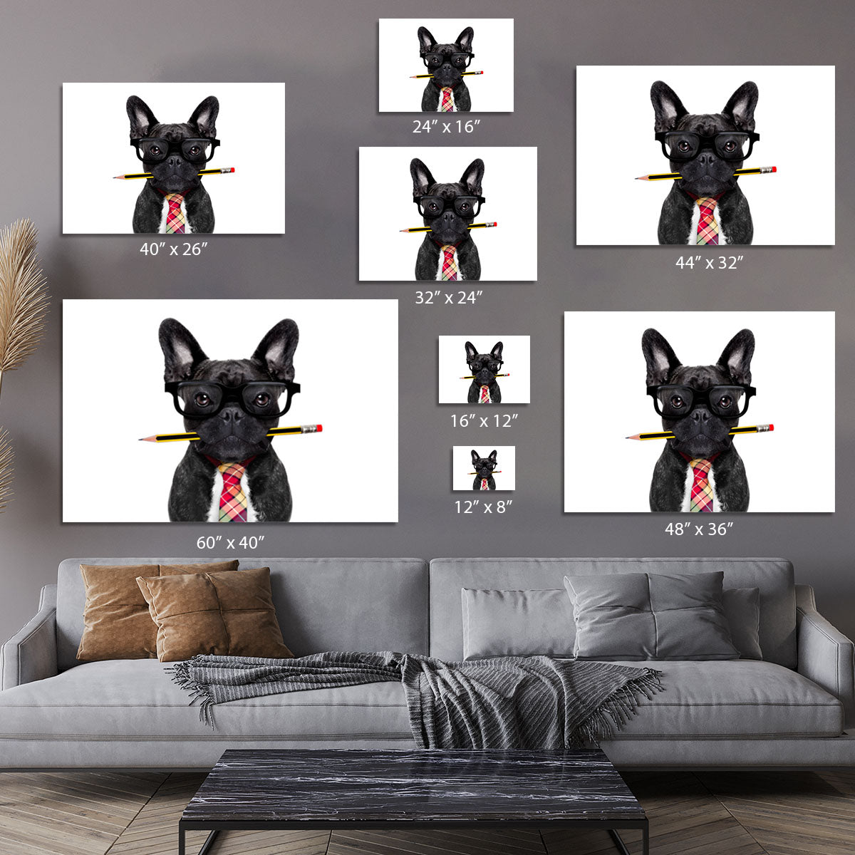 Office businessman french bulldog dog with pen Canvas Print or Poster - Canvas Art Rocks - 7