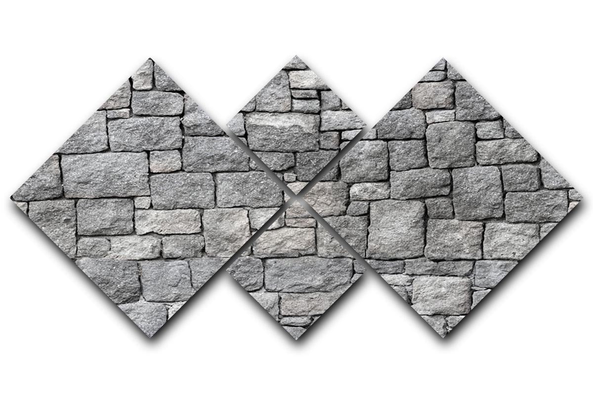 Old gray stone wall 4 Square Multi Panel Canvas - Canvas Art Rocks - 1