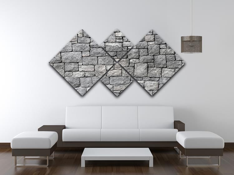 Old gray stone wall 4 Square Multi Panel Canvas - Canvas Art Rocks - 3