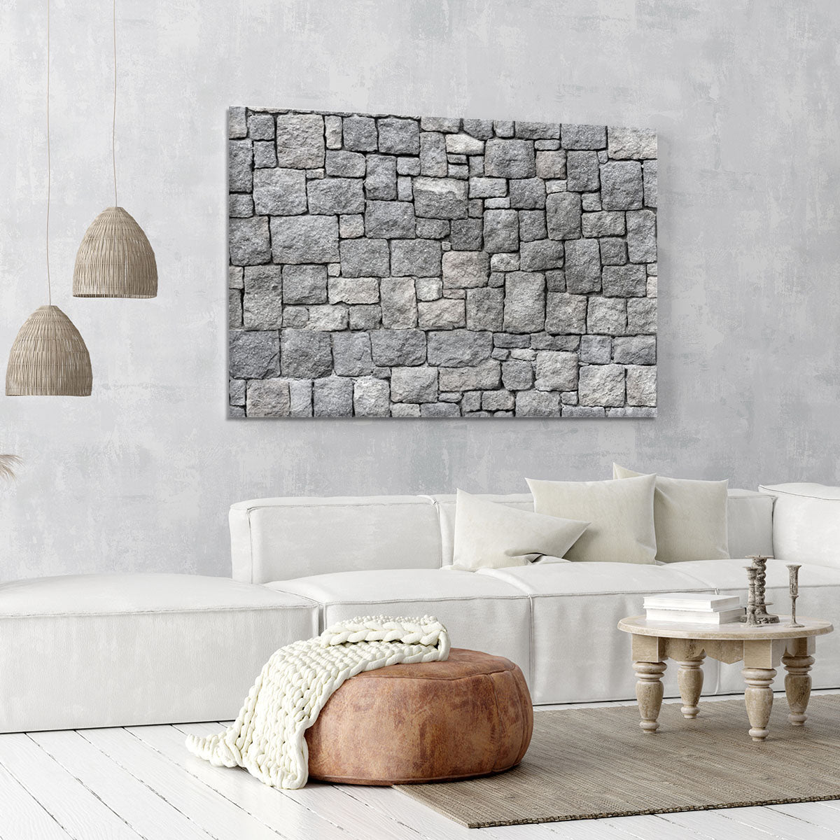 Old gray stone wall Canvas Print or Poster - Canvas Art Rocks - 6