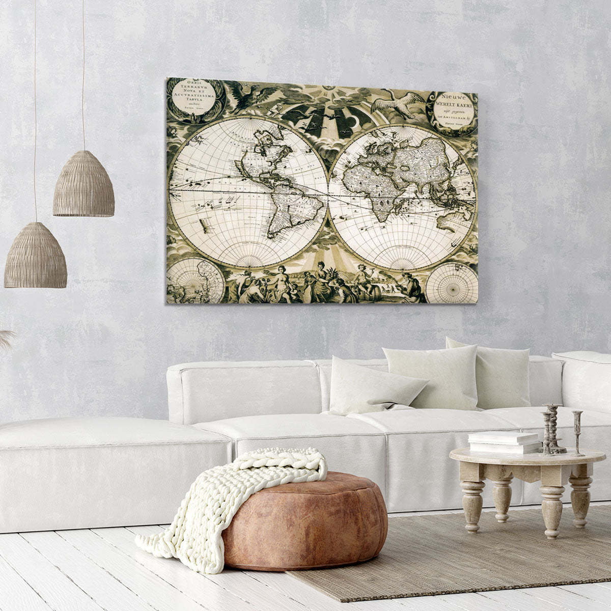 Old paper world map Holland Canvas Print or Poster - Canvas Art Rocks - 6