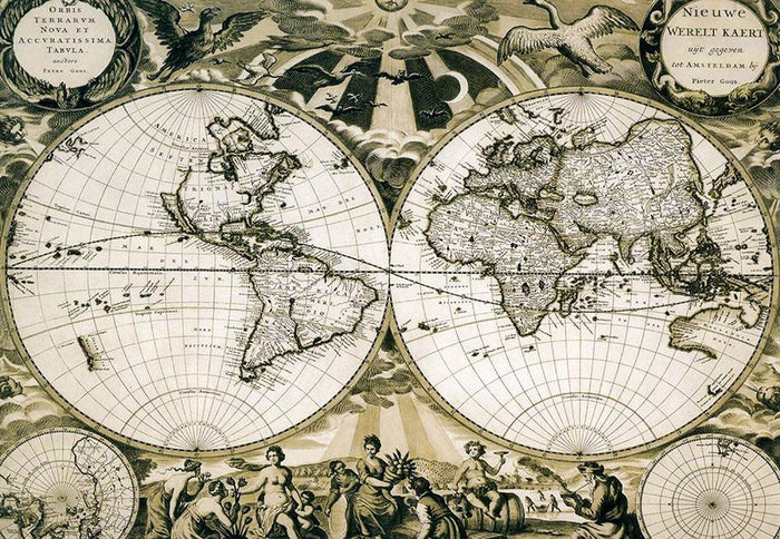 Old paper world map Holland Wall Mural Wallpaper