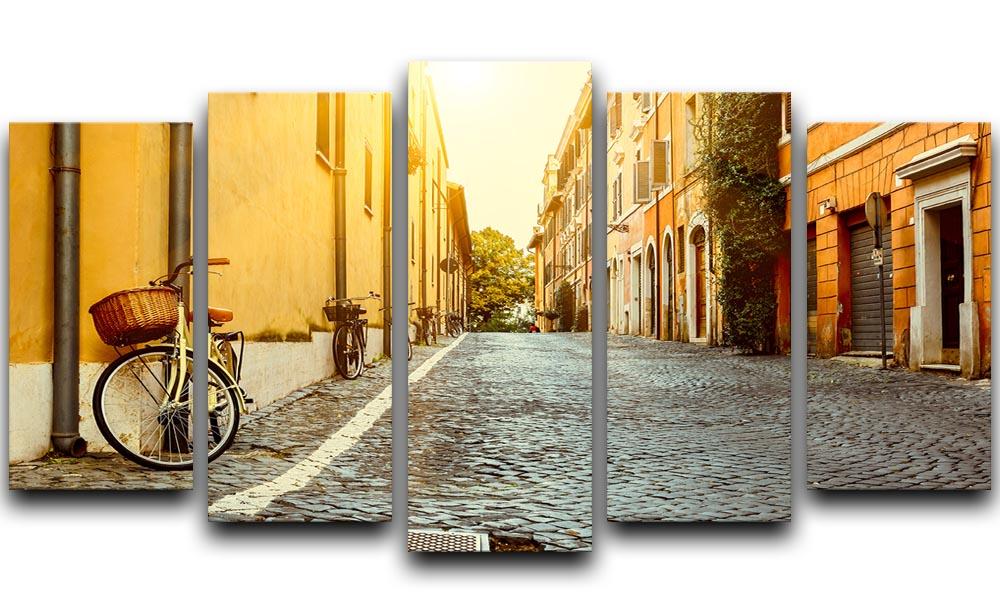 Old street in Rome 5 Split Panel Canvas  - Canvas Art Rocks - 1