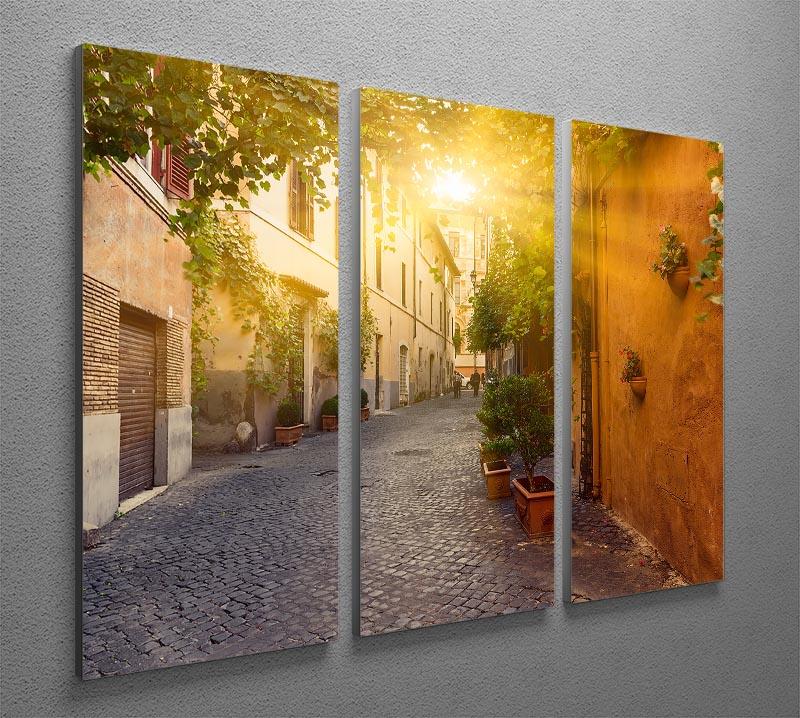 Old street in Trastevere 3 Split Panel Canvas Print - Canvas Art Rocks - 2