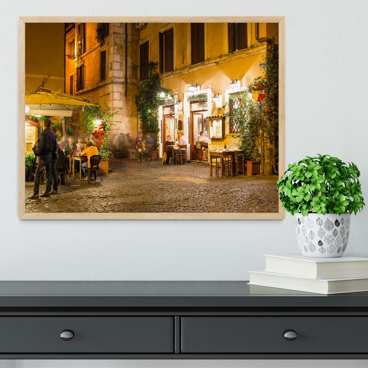 Old street in Trastevere Framed Print - Canvas Art Rocks - 4