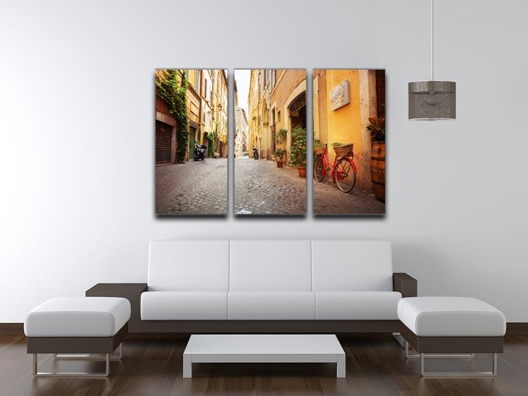 Old streets in Trastevere 3 Split Panel Canvas Print - Canvas Art Rocks - 3