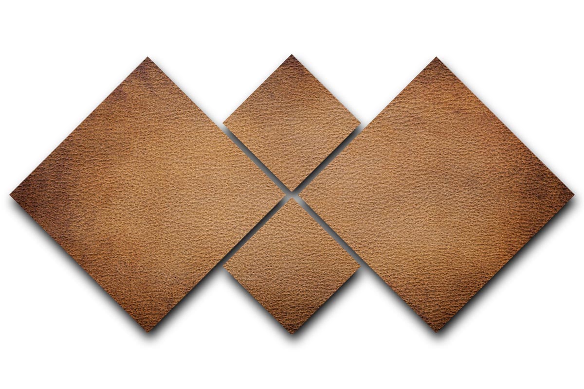 Old vintage brown leather 4 Square Multi Panel Canvas - Canvas Art Rocks - 1
