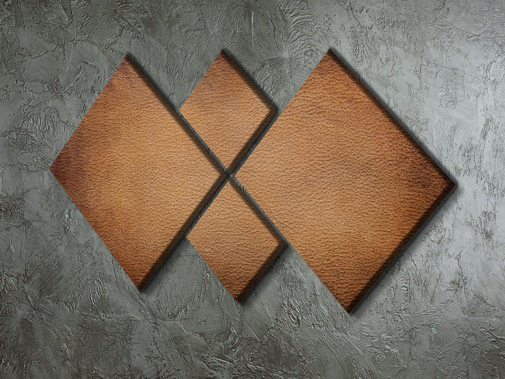 Old vintage brown leather 4 Square Multi Panel Canvas - Canvas Art Rocks - 2