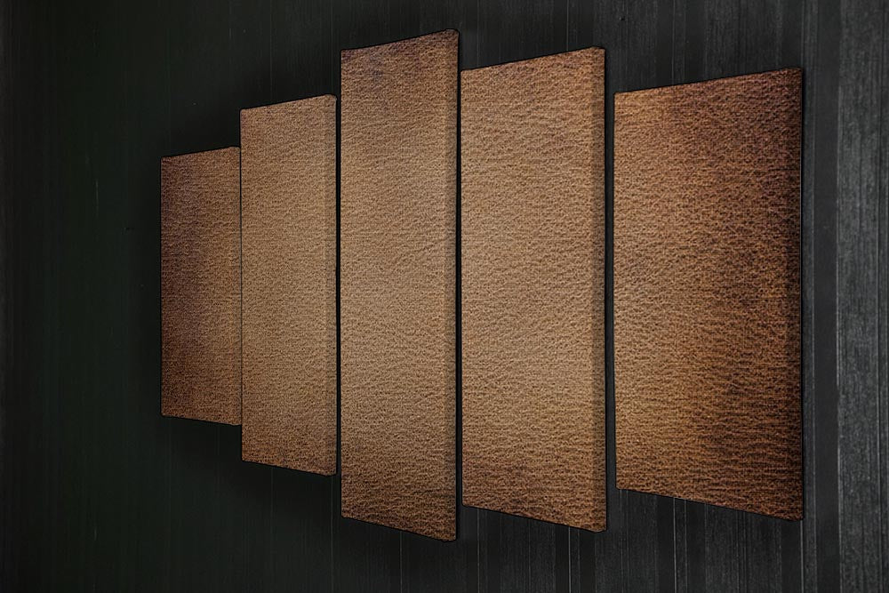 Old vintage brown leather 5 Split Panel Canvas - Canvas Art Rocks - 2