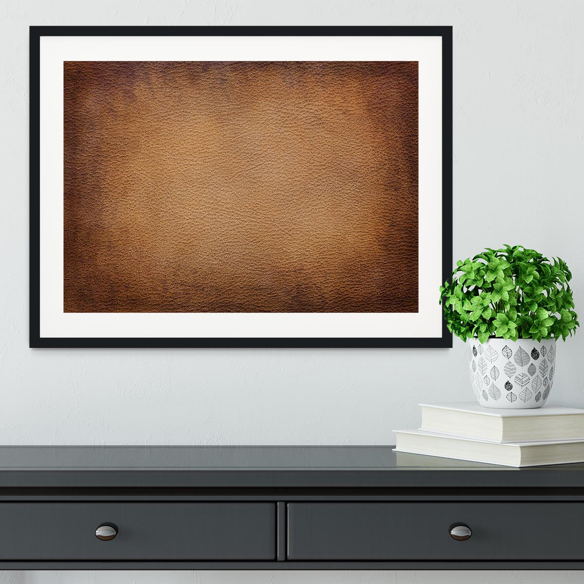 Old vintage brown leather Framed Print - Canvas Art Rocks - 1