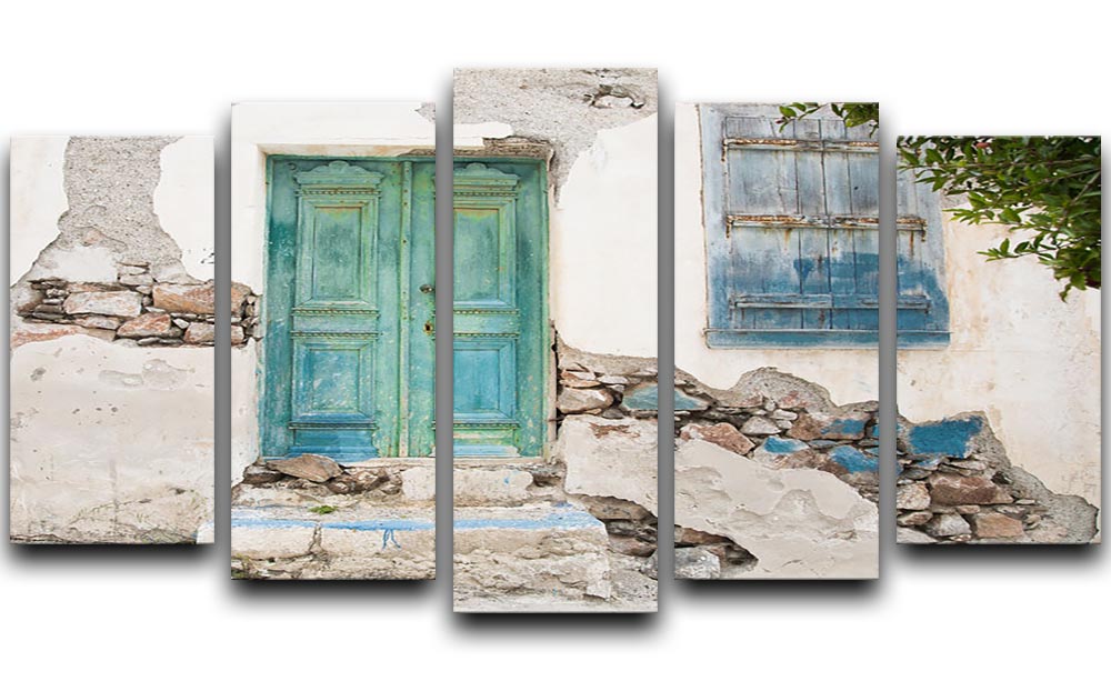 Old wooden door of a shabby demaged house 5 Split Panel Canvas - Canvas Art Rocks - 1