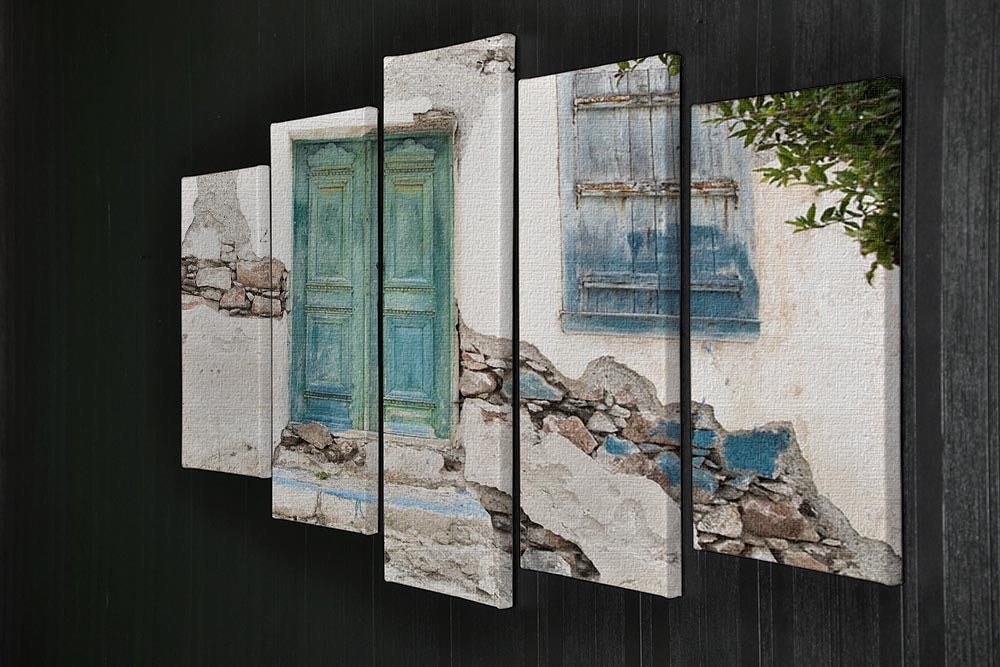 Old wooden door of a shabby demaged house 5 Split Panel Canvas - Canvas Art Rocks - 2